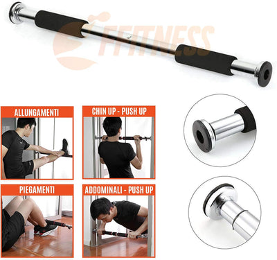 FFitness Unisex Erwachsene Door Bar 83-130, Silber und Schwarz, 80-130 cm