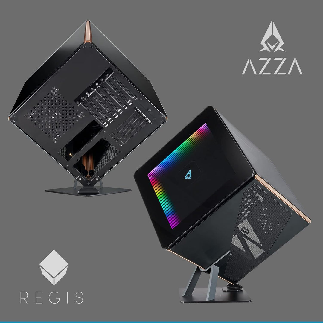 Azza Regis 902 – Luxuriöses Würfelgehäuse | Infinity RGB Panel | 3-seitiges gehärtetes Glas | CNC ge