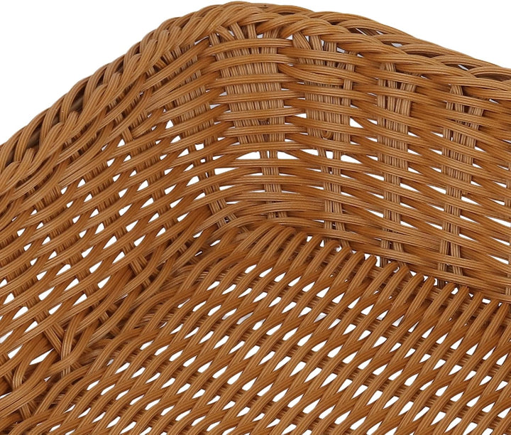4 Stück Brotkorb Geflochten, 35 x 25 x 7cm Braun BröTchenkorb, Kunststoff Brotkorb Gross für Küche u