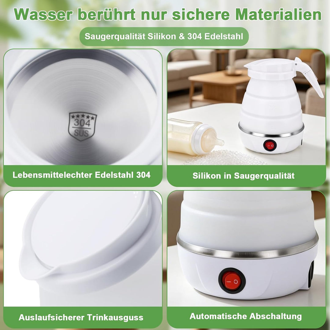 Faltbarer Wasserkocher Klein Reisewasserkocher Mini Reise Wasserkocher | 0,6 Liter Faltbar Kleiner W