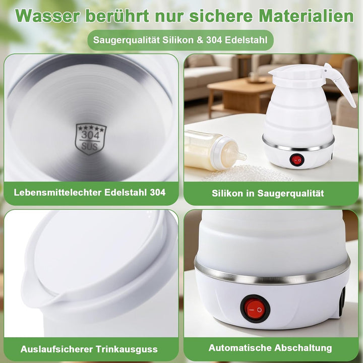 Faltbarer Wasserkocher Klein Reisewasserkocher Mini Reise Wasserkocher | 0,6 Liter Faltbar Kleiner W