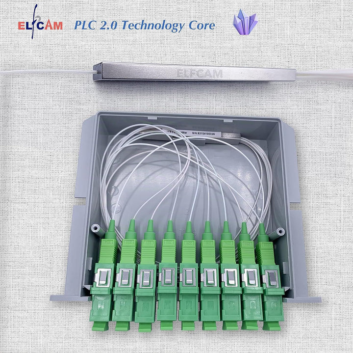 Elfcam® - Optischer Splitter Glasfaser-PLC-Splitter (Fasersplitter) SC/APC, PLC DIN-Schiene Montage