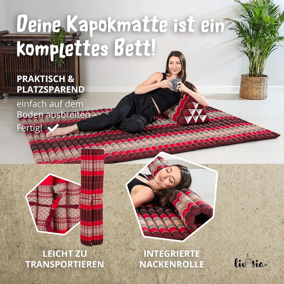 livasia Rollmatte Rollmatratze L-200x110x4,5cm, Gästebett Gästematratze 1 Person, Reisebett Kofferra