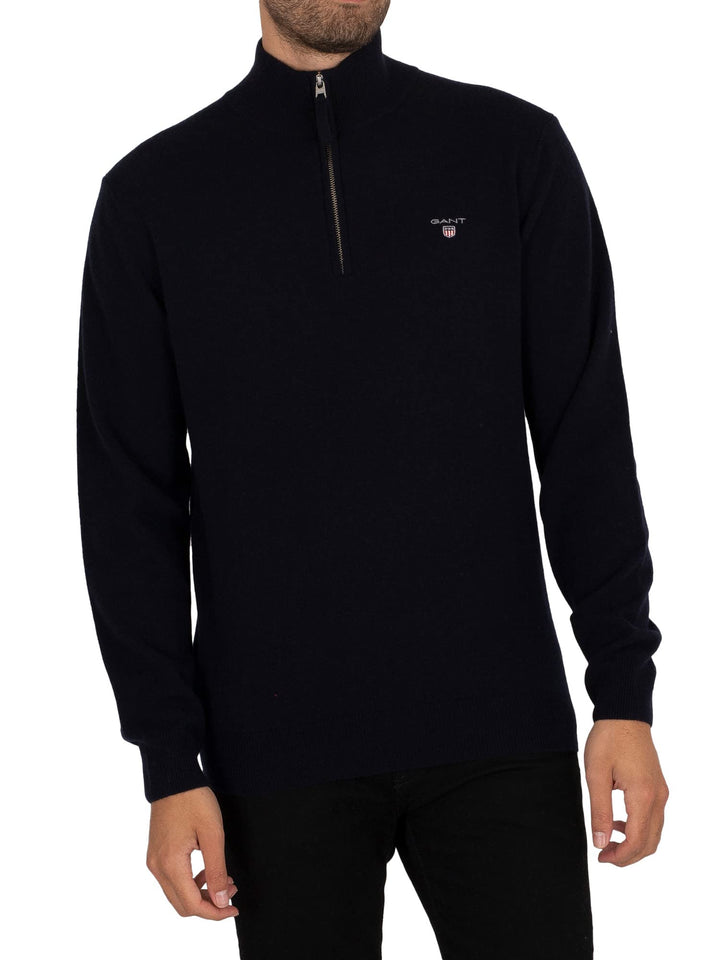 Gant Herren Superfine Lambswool Half Zip Pullover (1er Pack) XXL Marine, XXL Marine