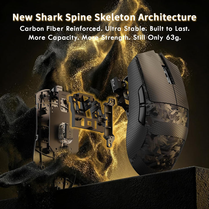 ATTACK SHARK X11 Ultra Kabellose Gaming-Maus mit C06 Ultra LED-Kabel, Carbonfaser-Verbundgehäuse, 54