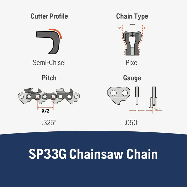 Husqvarna X-Cut SP33G 40,6 cm Kettensägekette, 825,5 cm Teilung, 127 cm Gauge, 66 Treibglieder, vorg