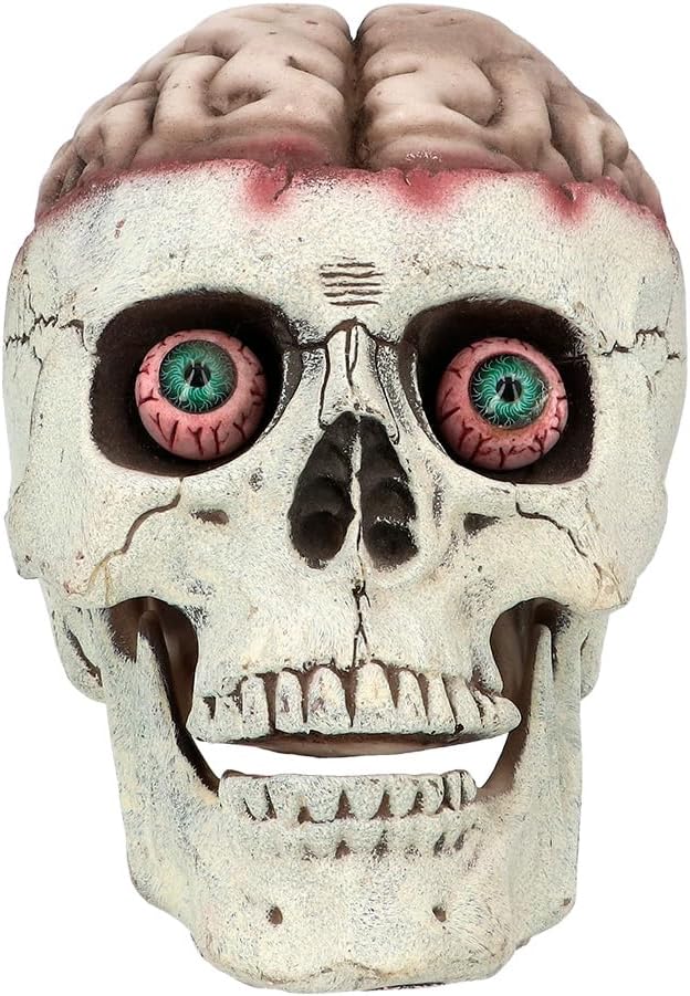 Boland 73213 - Totenkopf Schädel mit beweglichem Kiefer, 18 x 13 x 15 cm, Dekofigur, Halloween Dekor