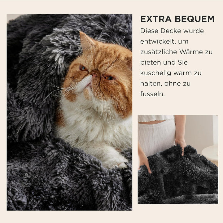 BEDSURE Kuscheldecke Flauschig Decke, Schwarz Sofadecke Warm Sherpa Decke, Felldecke Dicke Decken Co