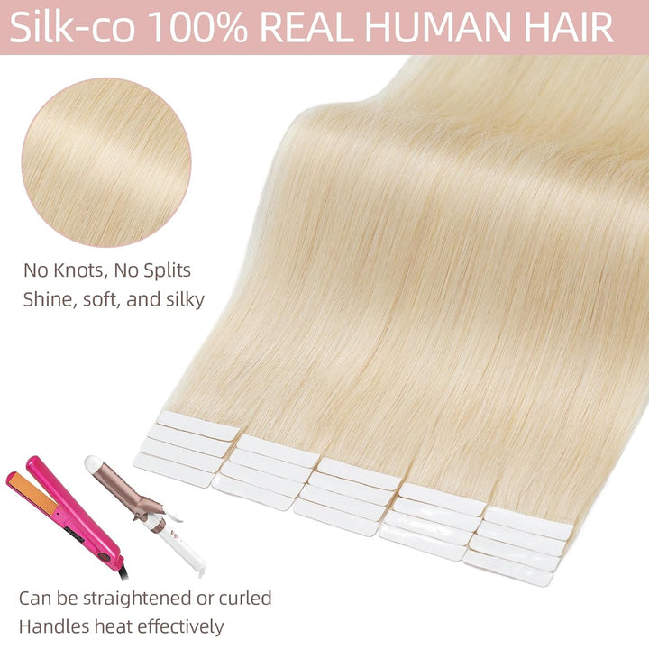 Silk-co Tape in Extensions Echthaar 40stk, Remy Tape Extensions Echthaar, Skin Weft Haarextensions K