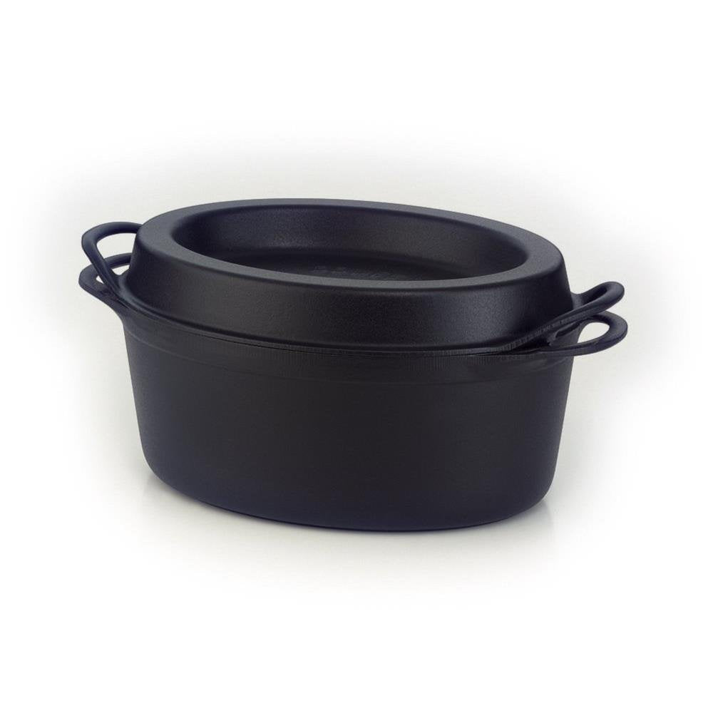 Le Creuset Gusseisen-Bräter Doufeu, Oval, Ø 32 cm, Für alle Herdarten und Induktion geeignet, Schwar