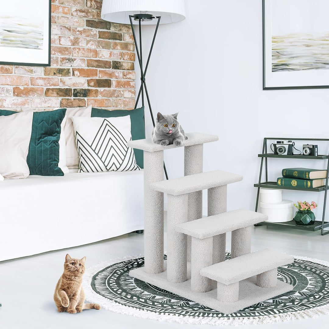 COSTWAY Tiertreppe Katzentreppe 4 Stufen, Treppe für Katze und Hunde bis 25 kg, Haustiertreppe Klein