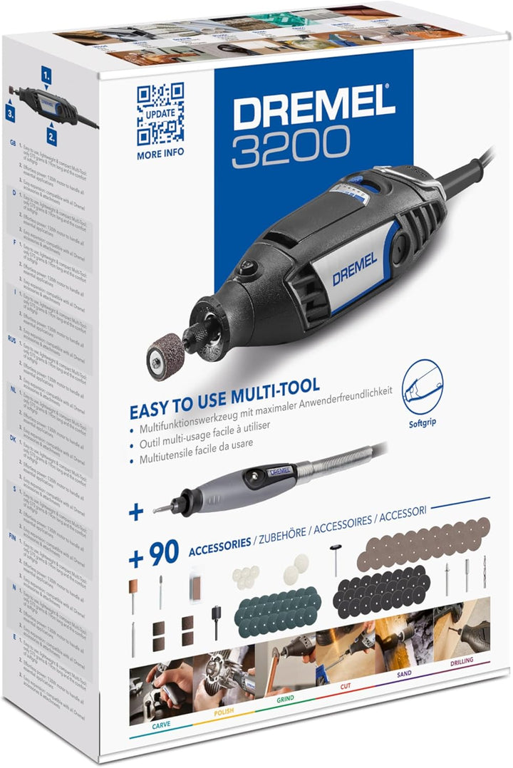 Dremel 3200 Multifunktionswerkzeug 130W, Mit 1 Aufsatz mit biegsamer Welle, 90 Zubehörteile, variabl