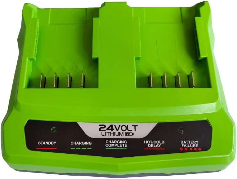 24V Dual Port Ladegerät kompatibel mit Greenworks 24V Batterie 29842 29852 BAG708 BAG709 BAG710 BAG7