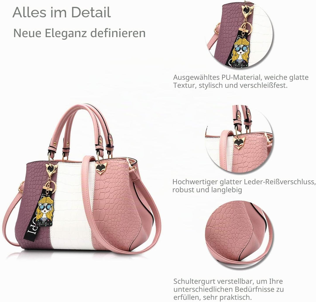 NICOLE & DORIS 2024 Neue Frauen Tasche Damen Leder Handtasche Mode Umhängetasche Mit Pompon abnehmba
