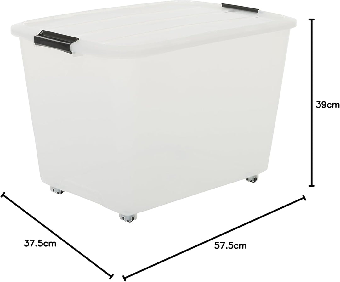 Iris Ohyama, Aufbewahrungsbox aus Kunststoff, 60 l Büro-Aufbewahrungsbox, 4er-Set, TBR-60, transpare