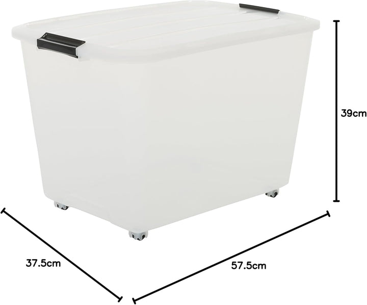 Iris Ohyama, Aufbewahrungsbox aus Kunststoff, 60 l Büro-Aufbewahrungsbox, 4er-Set, TBR-60, transpare