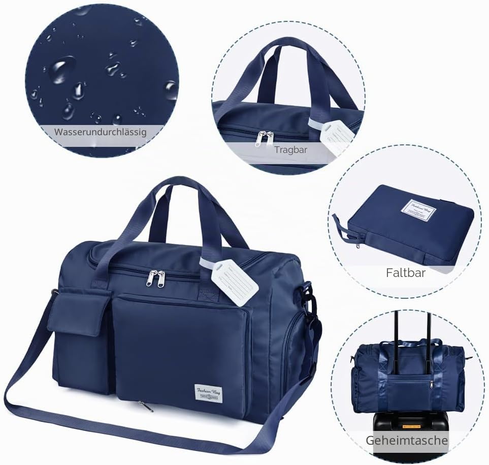 Flintronic 35L Faltbare Reisetasche Gepäcktasche Grosse Weekender Übernachtungstasche Urlaubstasche