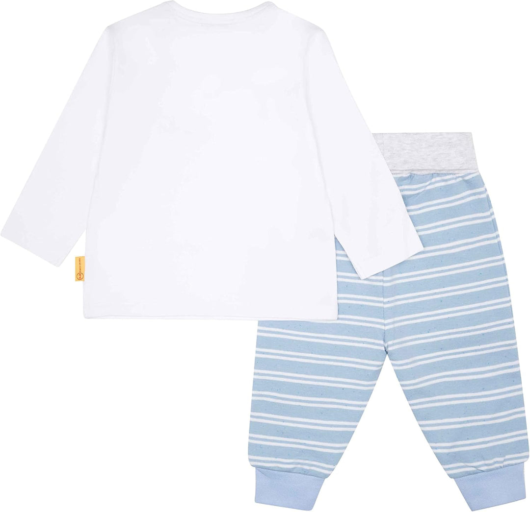 Steiff Baby-Jungen Set Jogger + T-Shirt Langarm Shorts 80 BRIGHT WHITE, 80 BRIGHT WHITE