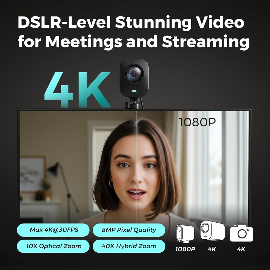 NearStream VM20 4K-Webcam für PC und Laptop, Streaming-Kamera mit einstellbarem Blickwinkel, HDMI/US