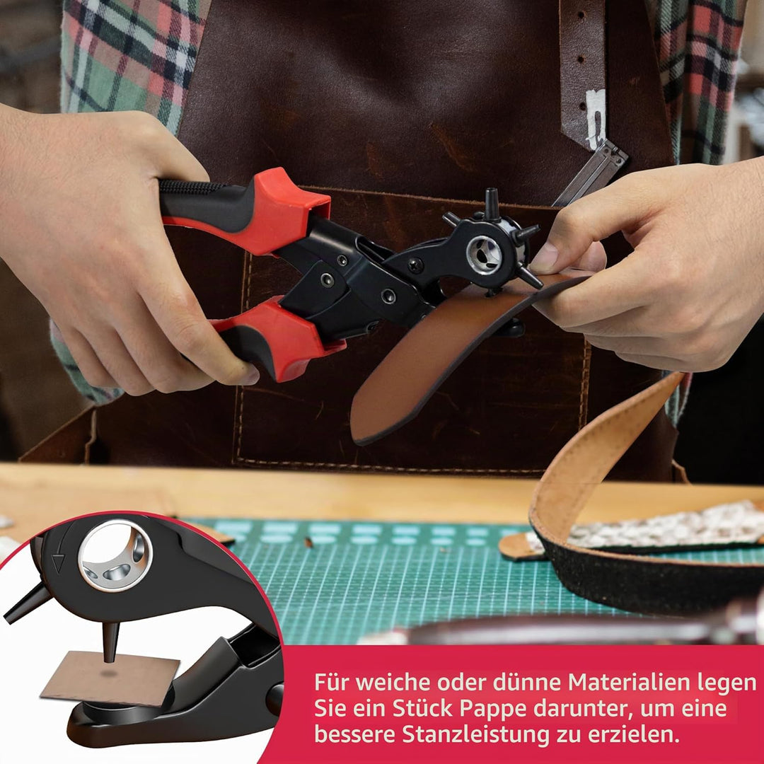XOOL Lochzange für Leder, Gürtel Lochzange mit Hebelübersetzung, Ermüdungsfreies Arbeiten, Locher, G