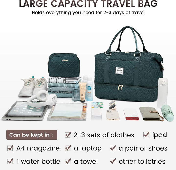 LOVEVOOK Reisetasche Sporttasche Damen Gross Weekender Travel Duffle Bag mit Kosmetiktasche Handgepä