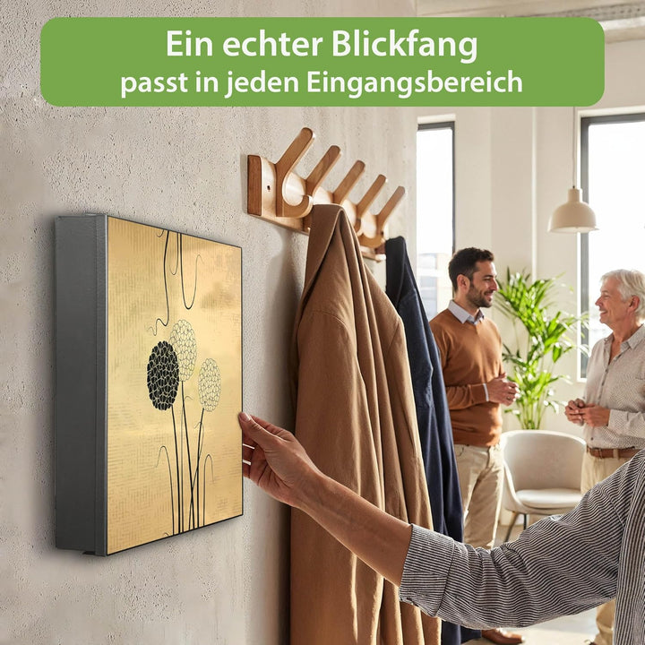 banjado Grosser Schlüsselkasten Metall - Schlüsselbox 30x30cm mit 32 Haken - Schlüsselkasten modern