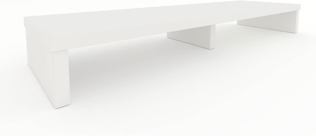 Henor Doppelter TV Riser aus Holz. 120 x 35 x 15 cm. mattweiss. Unterstützt +100 kg. Mattweiss 120x3