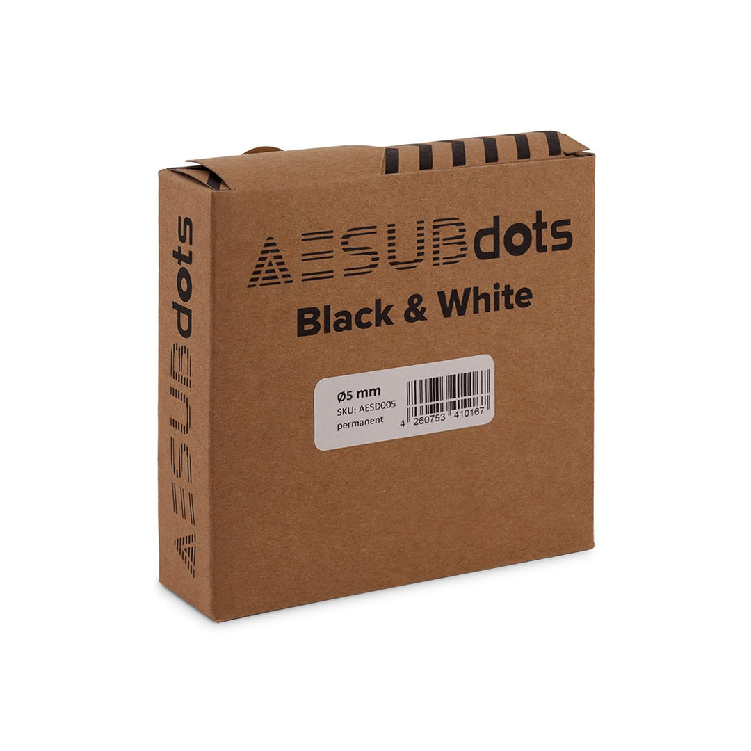 AESUBdots black&white – Weisse Referenzpunkte für 3D-Scanner mit strukturiertem Licht, selbstklebend