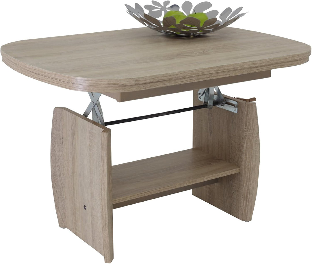 Hela Tische, Funktionscouchtisch Michael, Holzoptik melaminbeschichtet, Dekor Sonoma Eiche, ausziehb