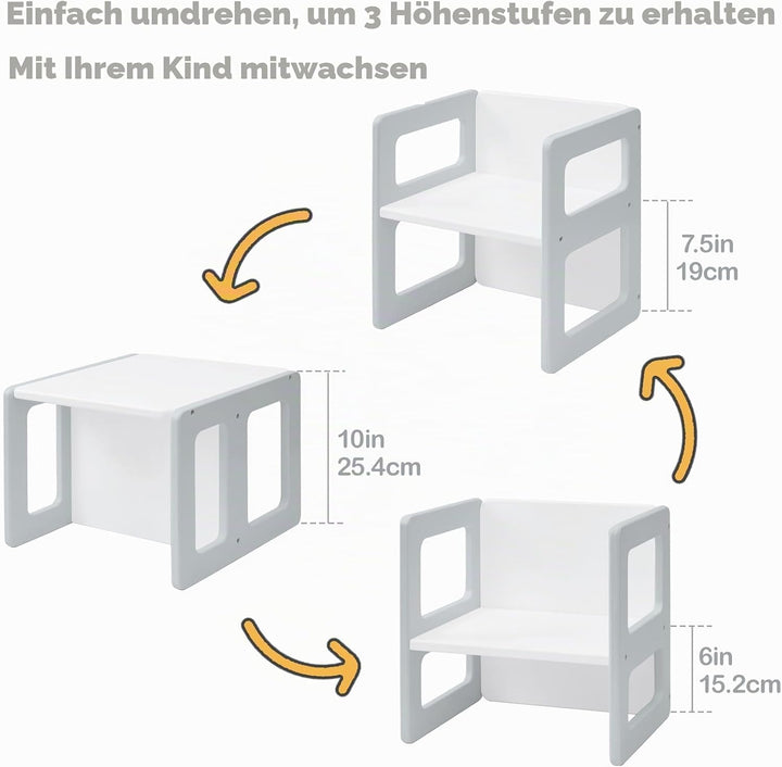 FUNLIO Höhenverstellbarer Montessori Entwöhnungsstuhl für Alter 1-3, Qualitätsstuhl aus Massivholz,