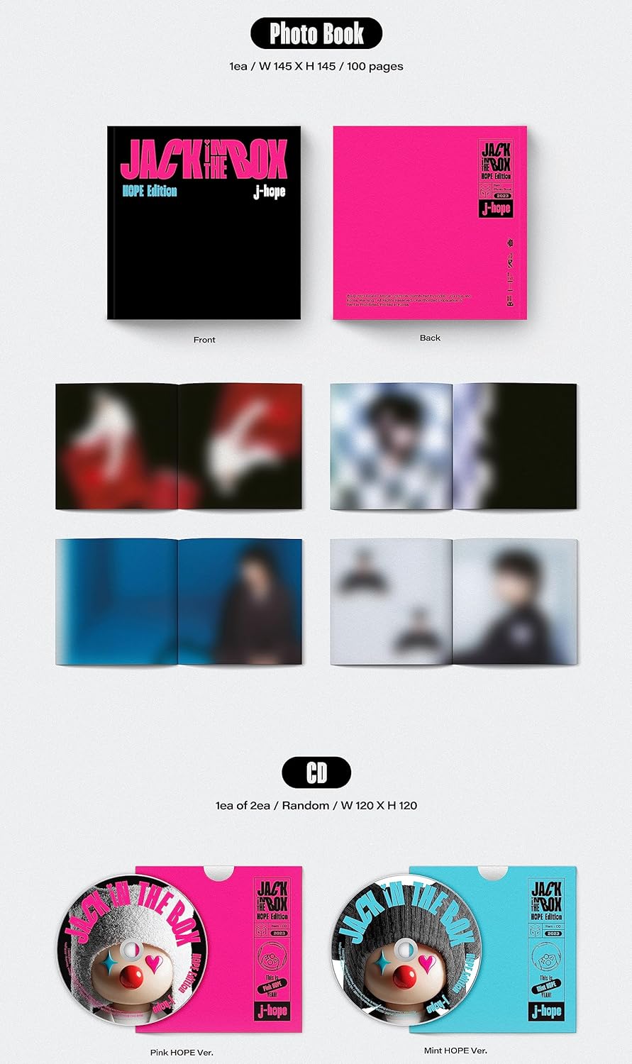 BTS J-HOPE JACK IN THE BOX 1st Album HOPE Edition Poster on pack+Photobook+Lyric book+Paper+Sticker+