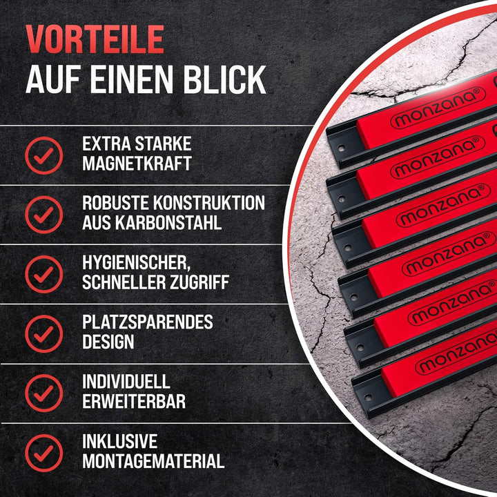 DEUBA® 6x Magnetleiste 60cm 23kg Tragkraft Magnetisch Werkzeugleiste Werkzeughalter Werkzeugwand Wer