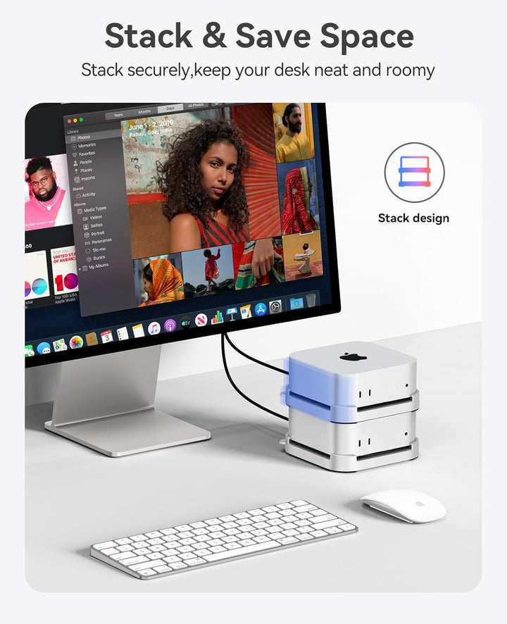 ORICO ST02 Stapelbarer Mac mini 2024 Ständer | Modulares Design + 360°-Belüftung | Platzsparend für