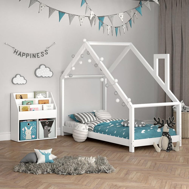 Vicco Kinderregal Luigi, Weiss, 72 x 79 cm mit 2 Faltboxen Opt.6, zur Aufbewahrung von Büchern und S