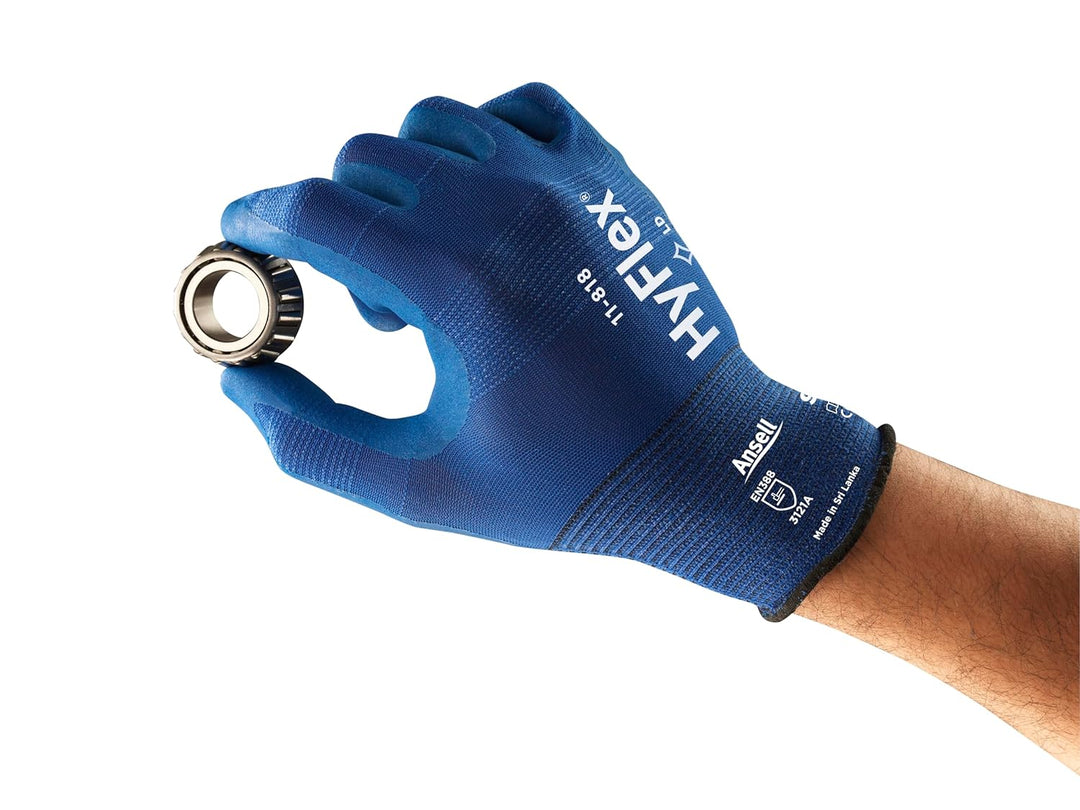 Ansell HyFlex 11-818 Arbeitshandschuhe, Industrie und Mechaniker-Handschuh, Verbesserter Griff- und