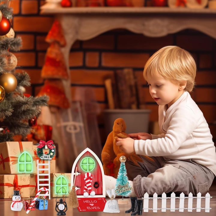 Wichteltür Weihnachten 40Pcs Wichtel Zubehör Miniatur Rot Wichteltür Zubehör Weihnachtsdeko Elfentür