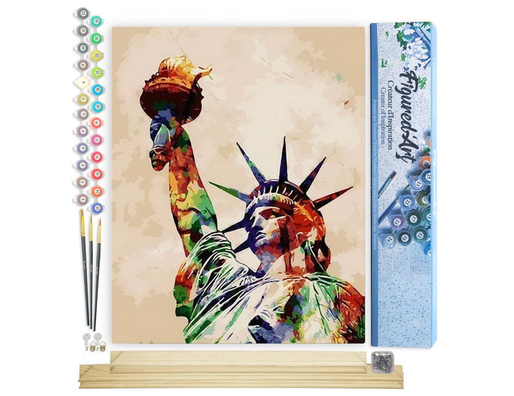 Figured'Art Malen Nach Zahlen Erwachsene Mit Rahmen Freiheitsstatue - Paint by Numbers Basteln DIY B