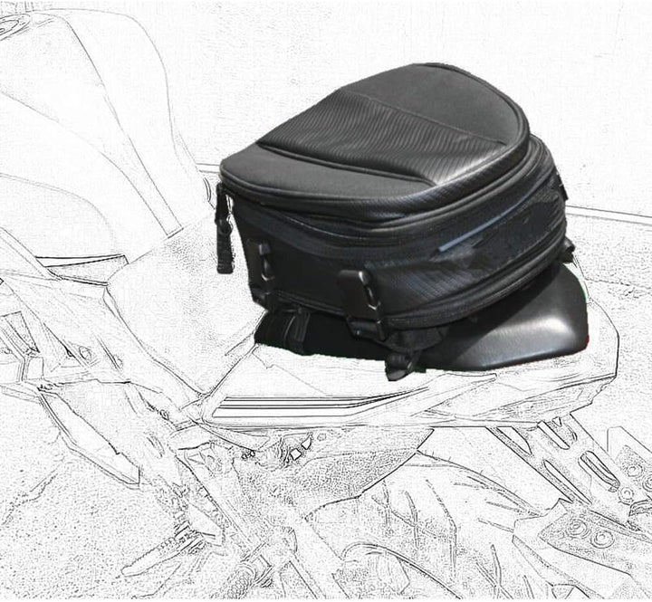 Motorrad Rücksitz Tail Pack Tasche Wasserdicht Leder Erweiterbar Gepäcktasche PU 7.5-10L Kapazität f