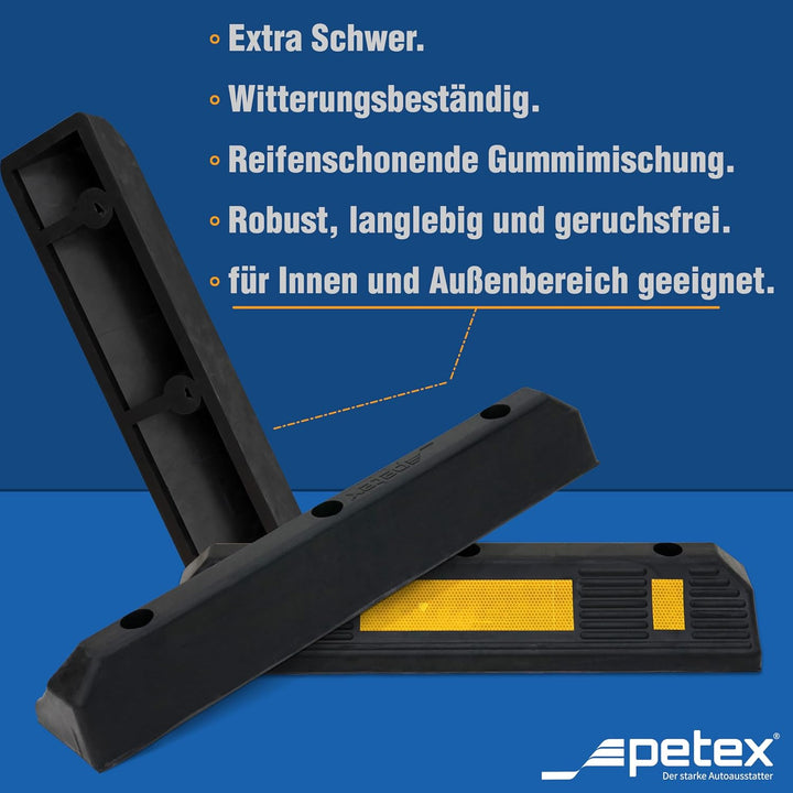 PETEX Radstopper 2er Set mit Reflexionsstreifen nach ECE R 104 2 x Garagenstopper, 2 x Garagenstoppe