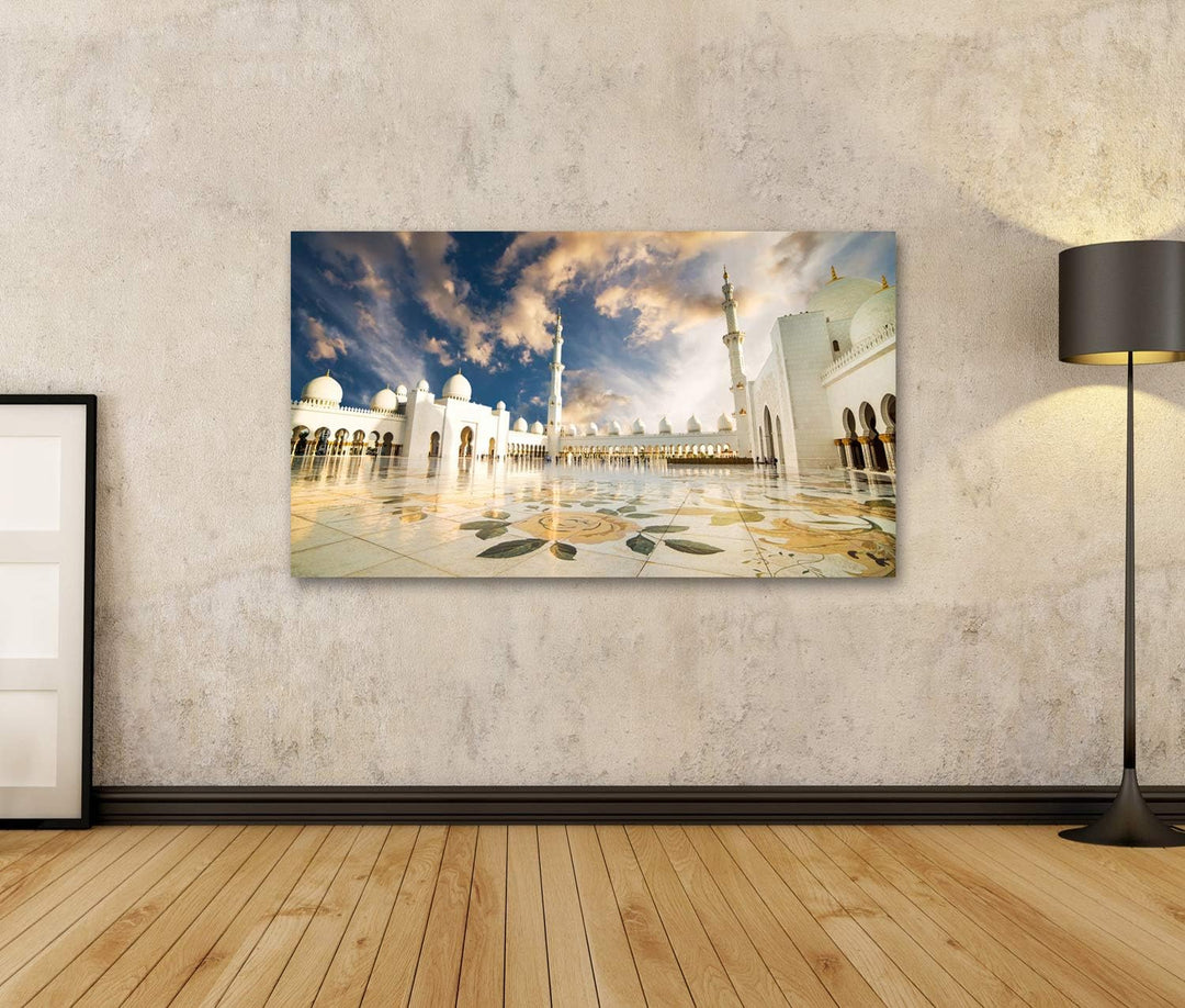 islandburner Bild auf Leinwand Scheich Zayed Grosse Moschee Abu Dhabi Bilder Wandbilder Poster Leinw