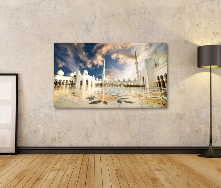 islandburner Bild auf Leinwand Scheich Zayed Grosse Moschee Abu Dhabi Bilder Wandbilder Poster Leinw