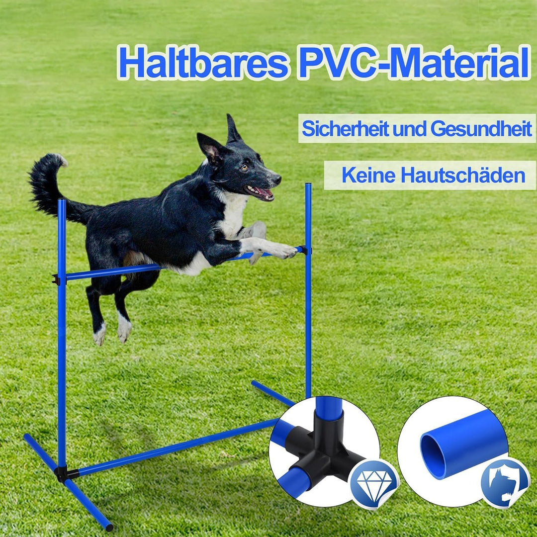 Agility Set Hunde Hürdenset Slalom Stangen Agility Ausrüstung für Hundetraining mit 4 x Hürden Höhen