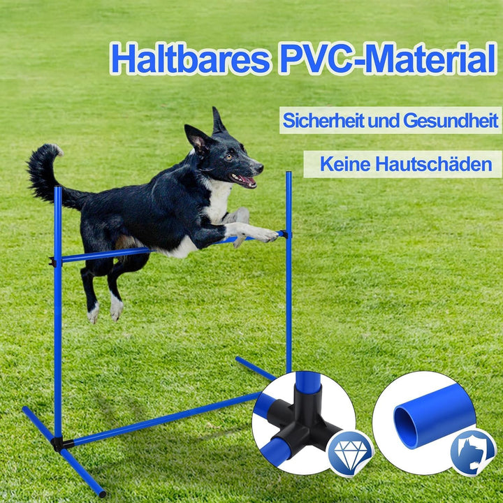 Agility Set Hunde Hürdenset Slalom Stangen Agility Ausrüstung für Hundetraining mit 4 x Hürden Höhen