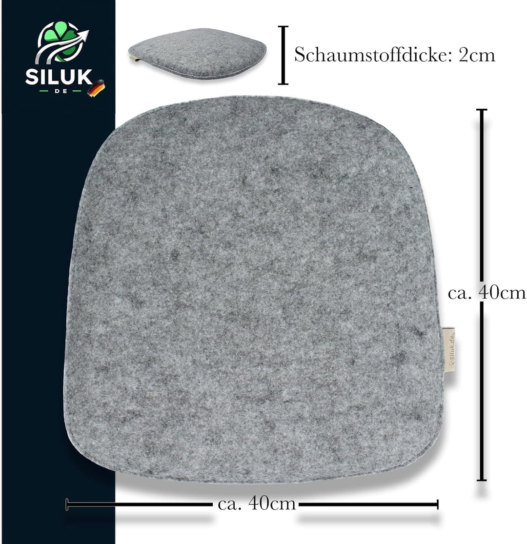 SILUK gemütliches Sitzkissen aus Filz 40cm x 40 cm - Komfortable Waschbare - 4er Set Grau I Schwarz