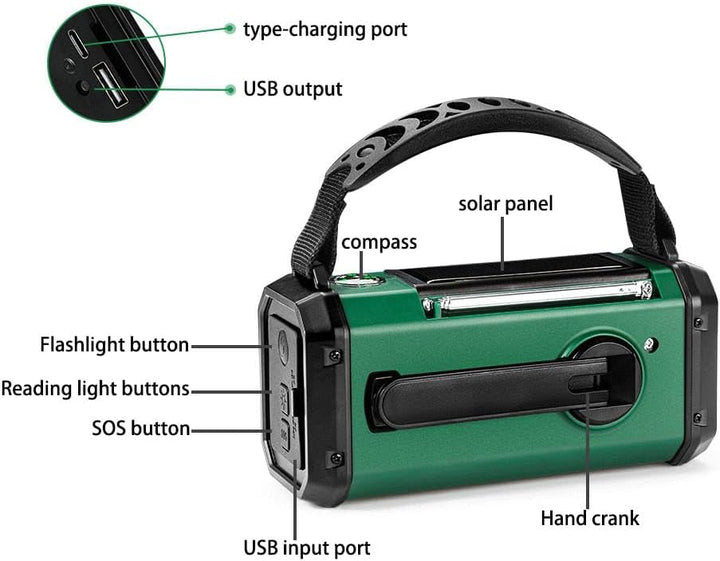 Winnes Notfall Wetter Radio, Akku, Tragbar Radio mit SOS-Alarm, 20000 mAh, Kurbel, Solarradio, AM/FM