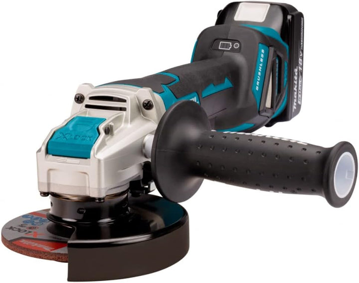 Makita DGA519ZJ Winkelschleifer 125 mm BL ADT AFT X-LOCK 18 V + Makpac Box, Blau
