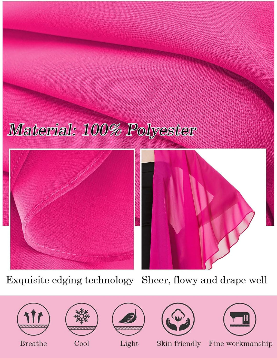 BEAUTELICATE Damen Chiffon Schal Stola Elegante Bolero Leichter Sommerjacke Braut Schal für Brautkle