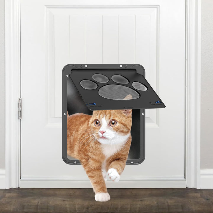 Einfache Installation Katzenklappe(29 cm * 24 cm) Abschliessbar Haustierklappe Fliegengitter mit Mag