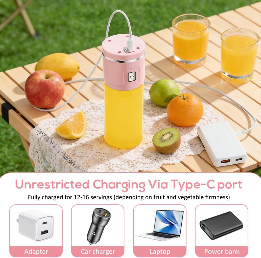Tragbarer Mixer, 450ml Mini Mixer, 38-Blatt Elektrischer Saftpresse, Mixer Smoothie Maker, USB Wiede