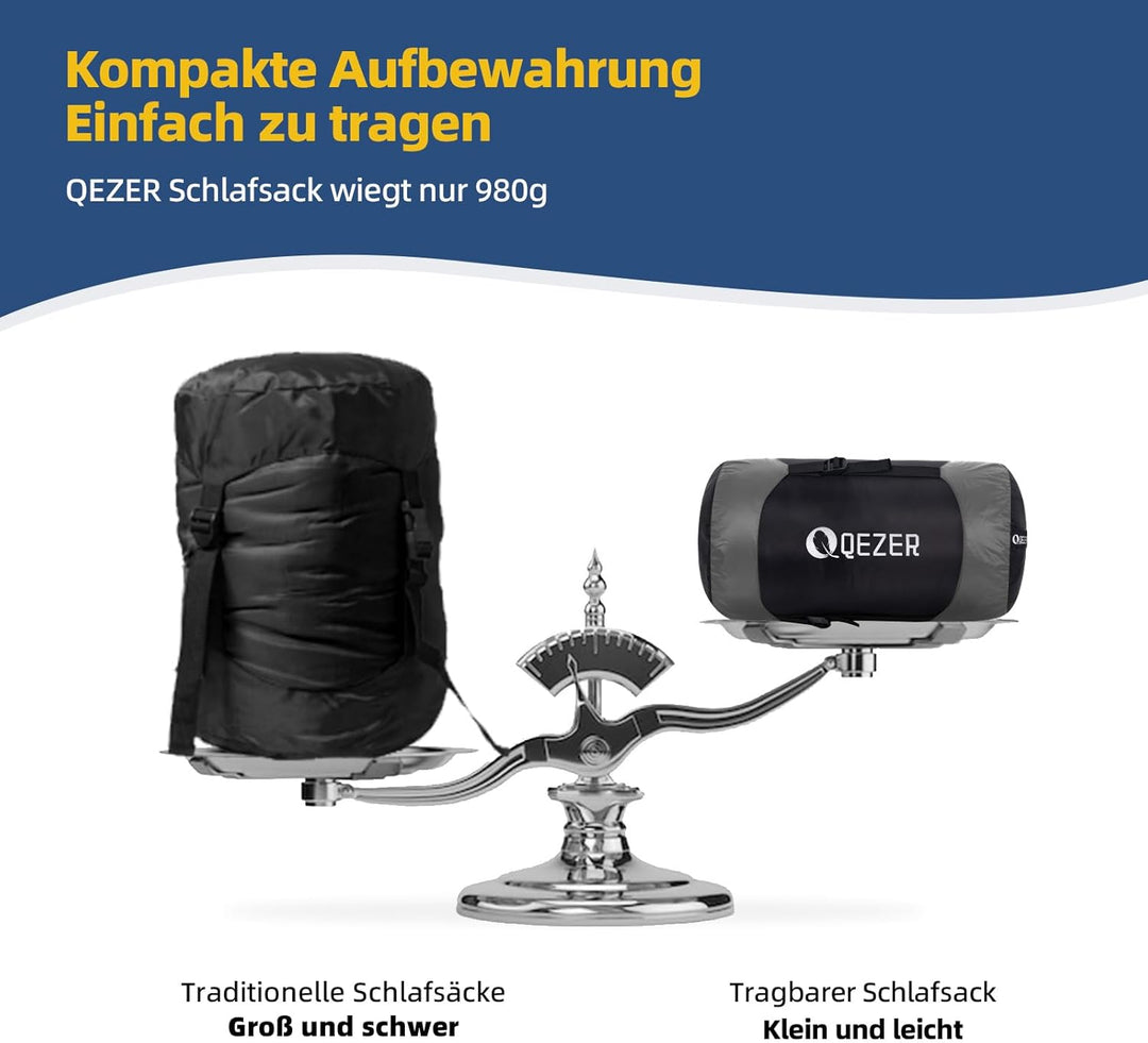daunenschlafsack verfügt über EIN Graphenfutter und eine 620FP Füllkraft von Entendaunen, 4-Jahresze
